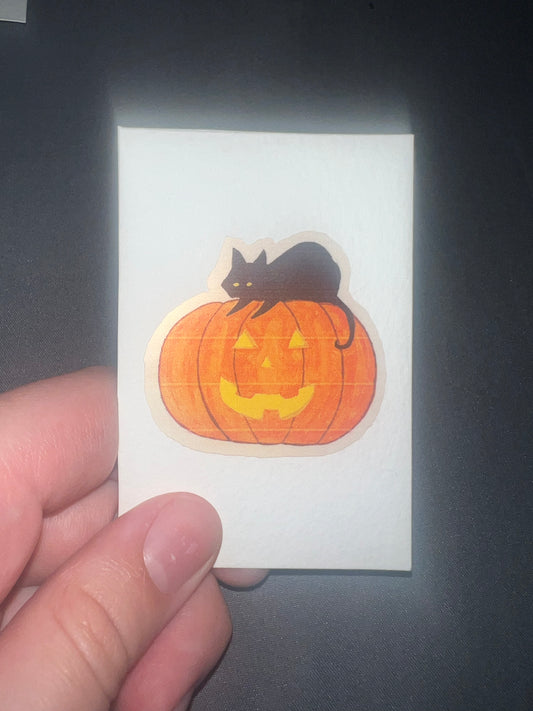 Black cat & Jack o lantern sticker